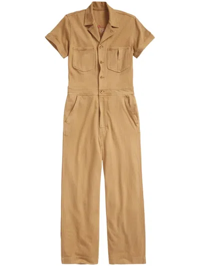 Rrl Short-sleeve Cotton Jumpsuit In Neutrals