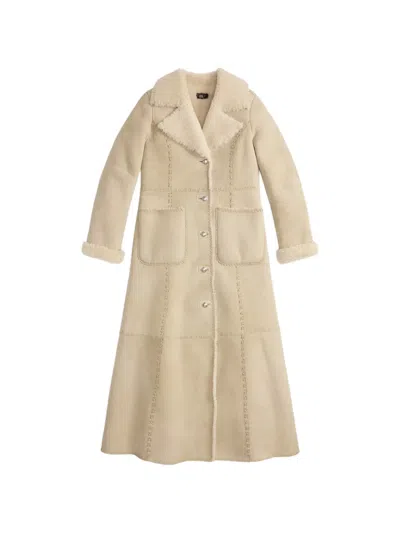 Rrl Single-breasted Shearling Coat In Neutral