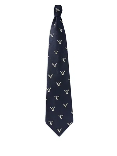 Rrl Skull-motif Tie In Black