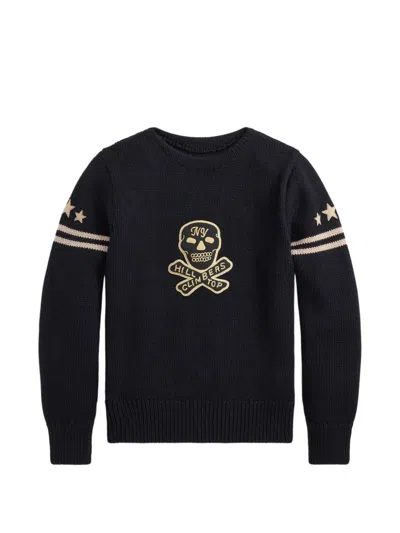 Rrl Skull-patch Star-embroidered Sweater In Black