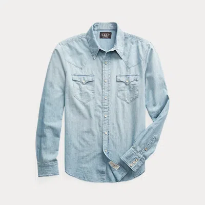 Rrl Slim Fit Chambray Western Shirt In Blue
