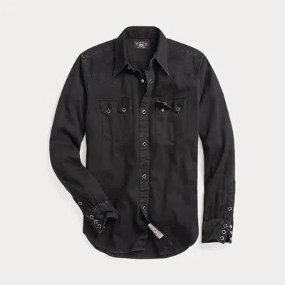 Rrl Slim Fit Denim Western Shirt In Black