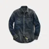 Rrl Slim Fit Denim Western Shirt In Blue