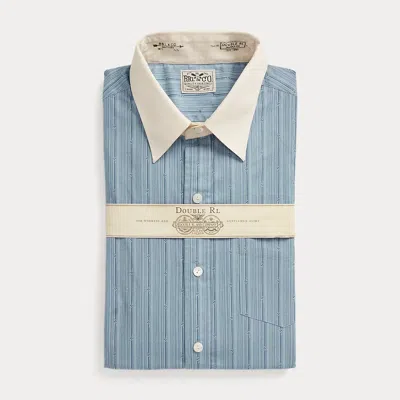 Rrl Slim Fit Geo-striped Woven Shirt In Blue