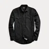 Rrl Slim Fit Twill Western Shirt In Black