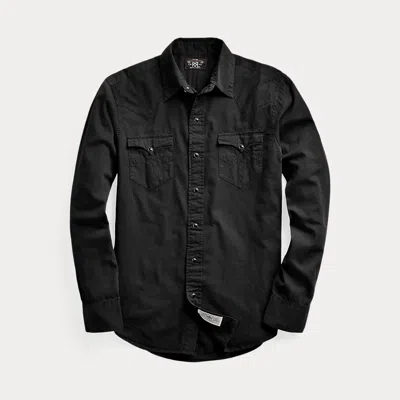 Rrl Slim Fit Twill Western Shirt In Black
