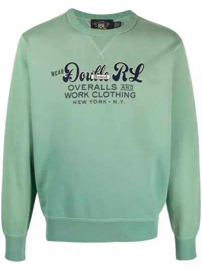 Rrl Slogan-print Crew-neck Sweatshirt In Green