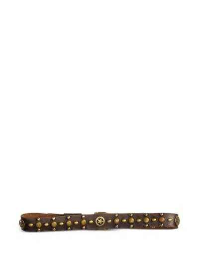 Rrl Star-detail Studded Leather Belt In Brown