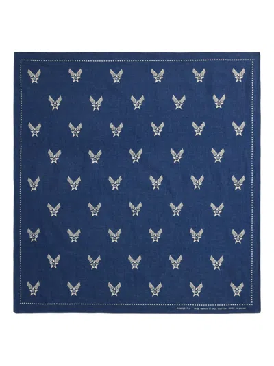Rrl Star-pattern Square Scarf In Blue