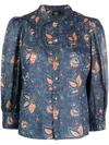 Rrl Stefanie Floral-print Cotton Shirt In Blue