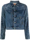 Rrl Stonewashed Cropped Denim Jacket In Blue