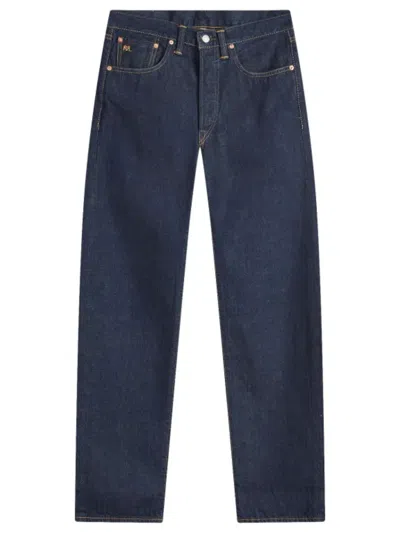 Rrl Straight Fit 5 Pockets Jeans In Blue