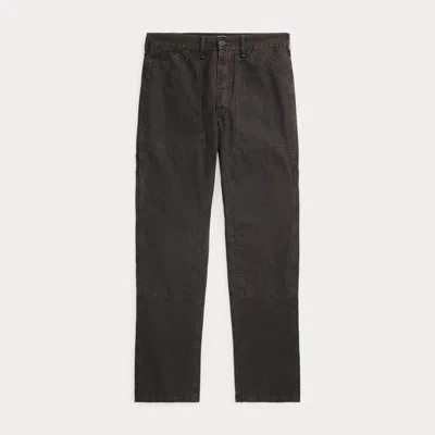 Rrl Straight Fit Cotton-linen Trouser In Brown