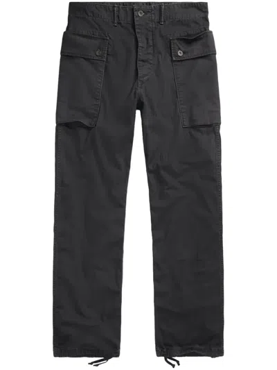 Rrl Straight-leg Cotton Cargo Trousers In Black