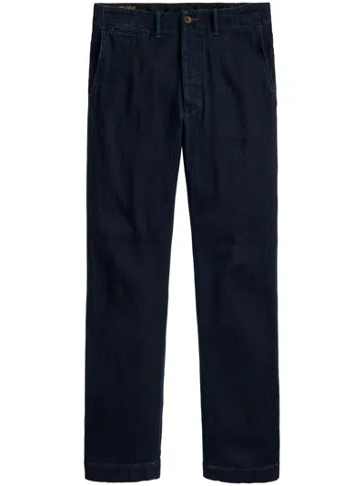 Rrl Straight-leg Cotton Trousers In Blue