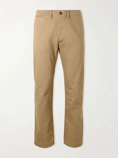 Rrl Straight-leg Cotton-twill Trousers In Neutral