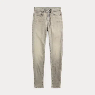Rrl Stretch High Skinny Distressed Grey Jean In Grey