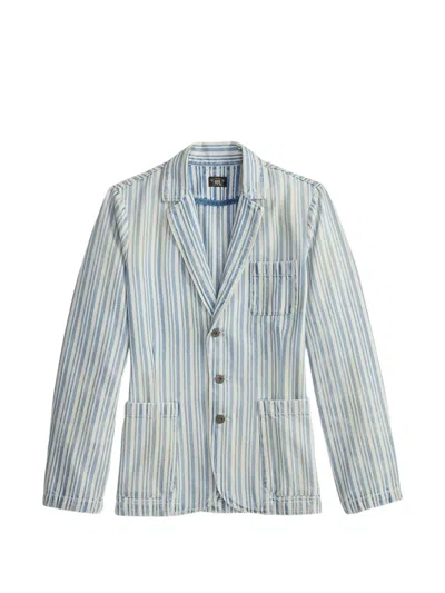 Rrl Striped Blazer In Blue