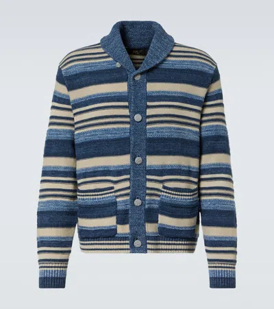 Rrl Striped Cotton And Linen Cardigan