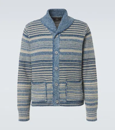 Rrl Striped Cotton And Linen Cardigan In Multi
