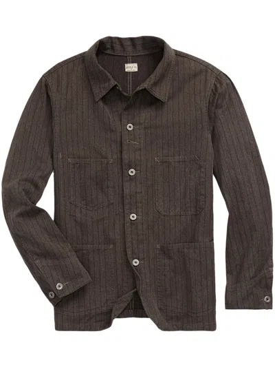Rrl Striped Cotton Shirt Jacket In Brown