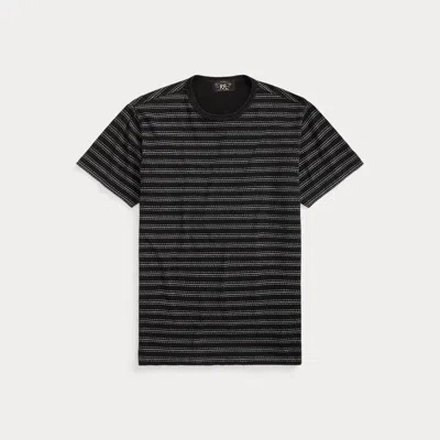 Rrl Striped Jersey Crewneck T-shirt In Black