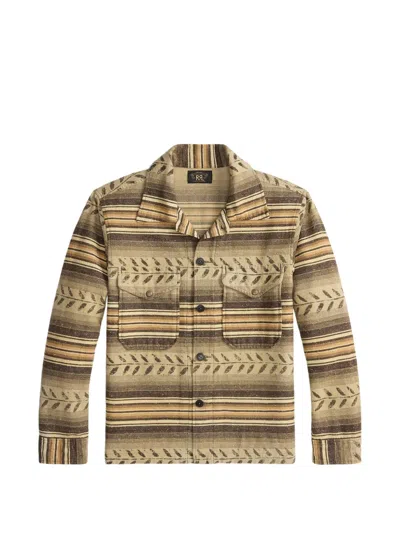 Rrl Striped Leaf-print Jacket In Brown