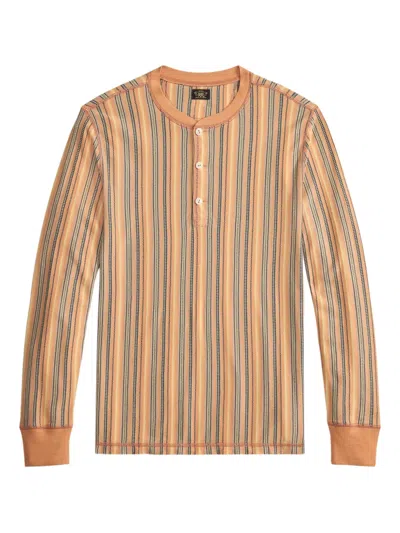 Rrl Striped Long-sleeve T-shirt In Brown