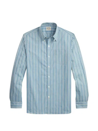 Rrl Striped Long-sleeved Shirt In Blue