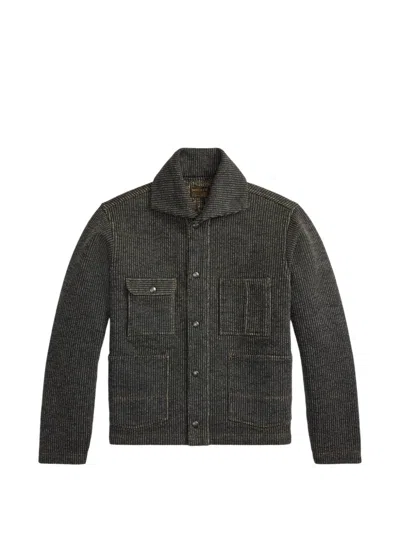 Rrl Striped Pocket Shirt Jacket In Green