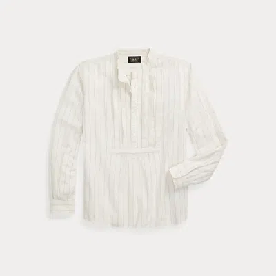 Rrl Striped Twill Popover Shirt In White