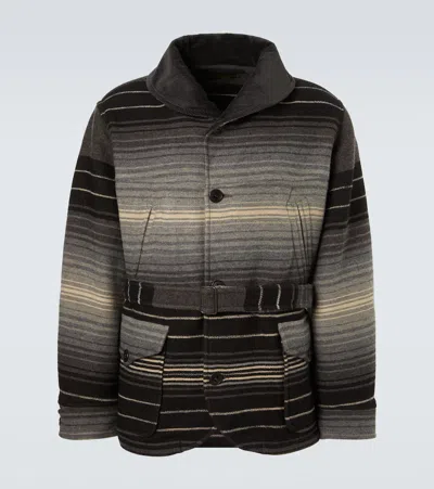 Rrl Striped Wool And Cotton Jacquard Coat In Multi