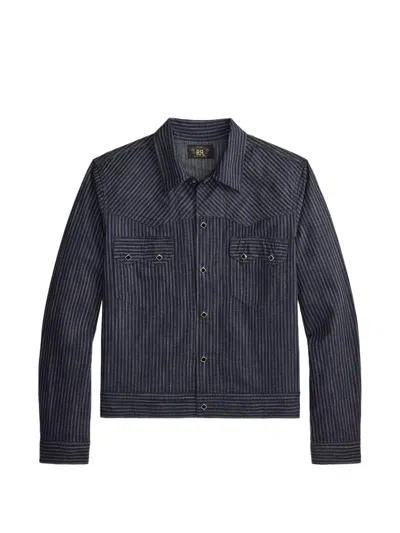 Rrl Striped-pattern Western-style Stitched Yoke Jacket In Blue
