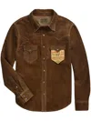 Rrl Roughout Suede Western Overshirt In Brown