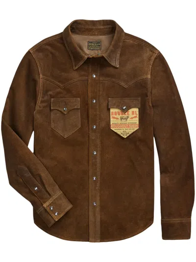 Rrl Suede Shirt Jacket In Brown