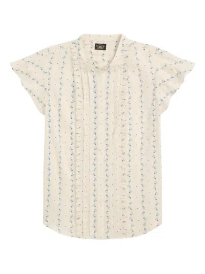 Rrl Susan Pleated Floral Button-up Shirt