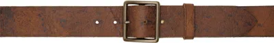 Rrl Tan Distressed Leather Belt In Distressed Tan