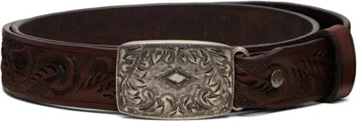 Rrl Tan Hand-tooled Leather Belt In Brown