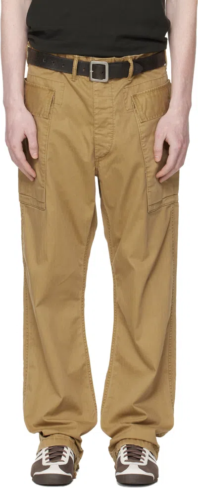 Rrl Tan Herringbone Twill Cargo Pants In Brown