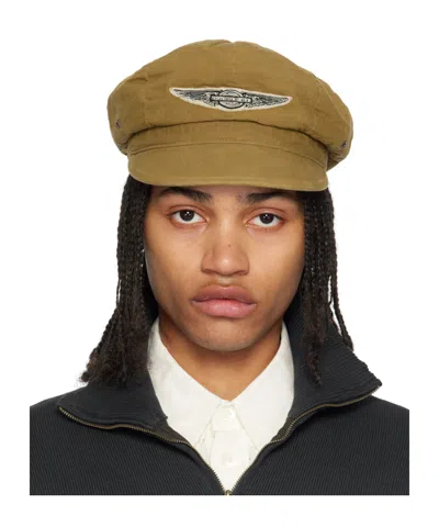 Rrl Tan Oilcloth Motorcycle Cap In Brown