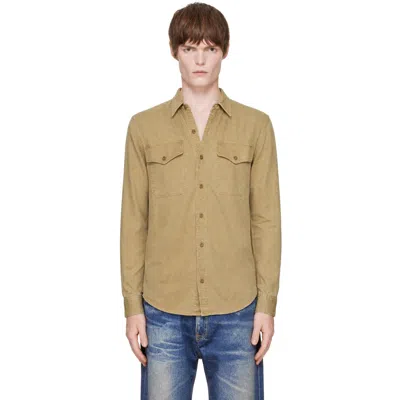 Rrl Tan Twill Officer Work Shirt In Faded Tan