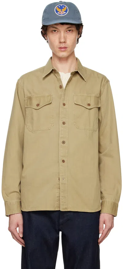 Rrl Tan Twill Shirt In Faded Tan