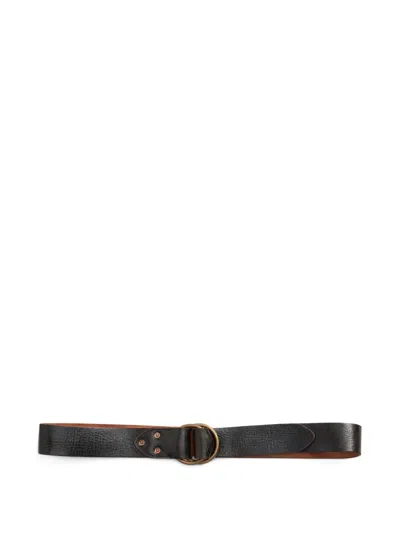 Rrl Textured Leather Belt In Black