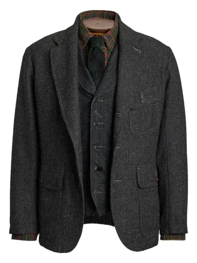Rrl Textured Wool Blazer In Black