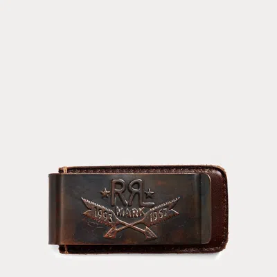 Rrl Tooled-leather Money Clip In Brown