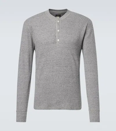 Rrl Waffle-knit Cotton Henley Shirt In Gray