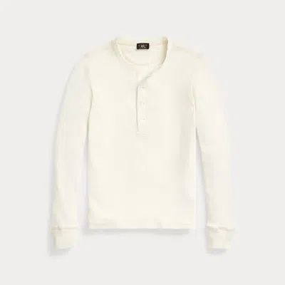 Rrl Waffle-knit Cotton Henley In White