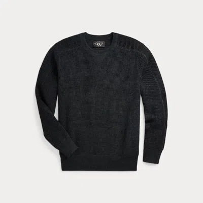 Rrl Waffle-knit Cotton-wool Jumper In Black