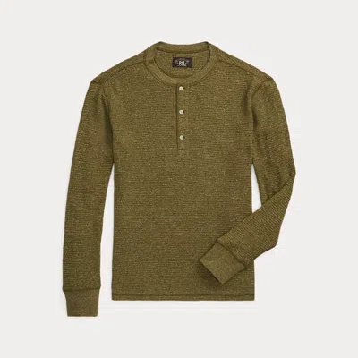 Rrl Waffle-knit Henley Shirt In Green