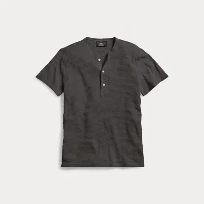 Rrl Waffle-knit Short-sleeve Henley Shirt In Grey